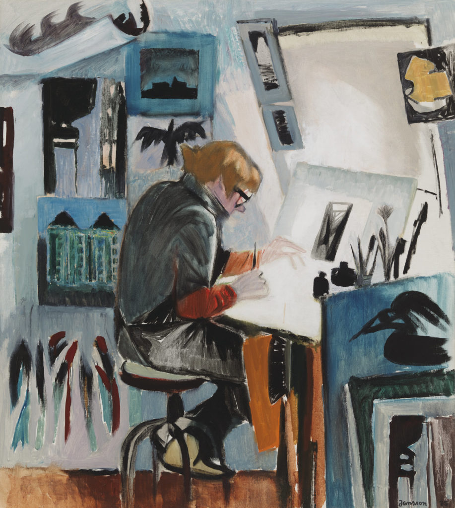 The graphic artist. Oil painting by Tove Jansson
