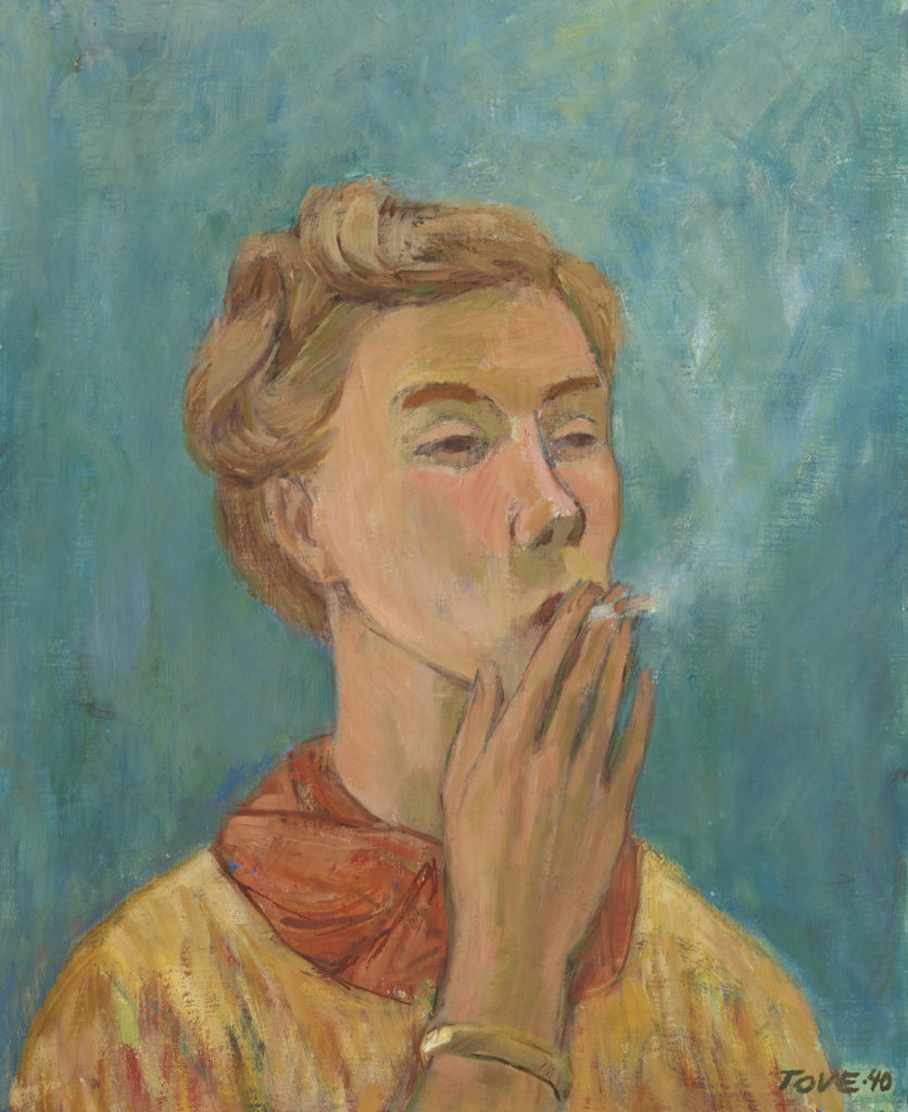 Tove Jansson smoking self-portrait