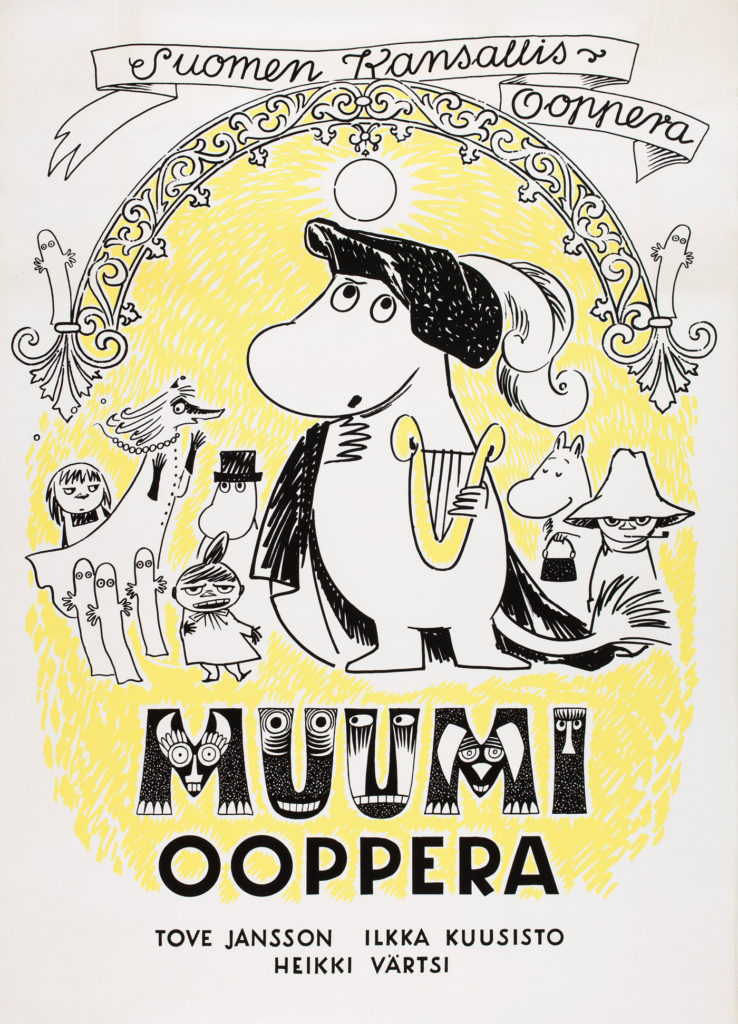 Poster by Tove Jansson for the Moomin Opera, directed by Ilkka Kuusisto.