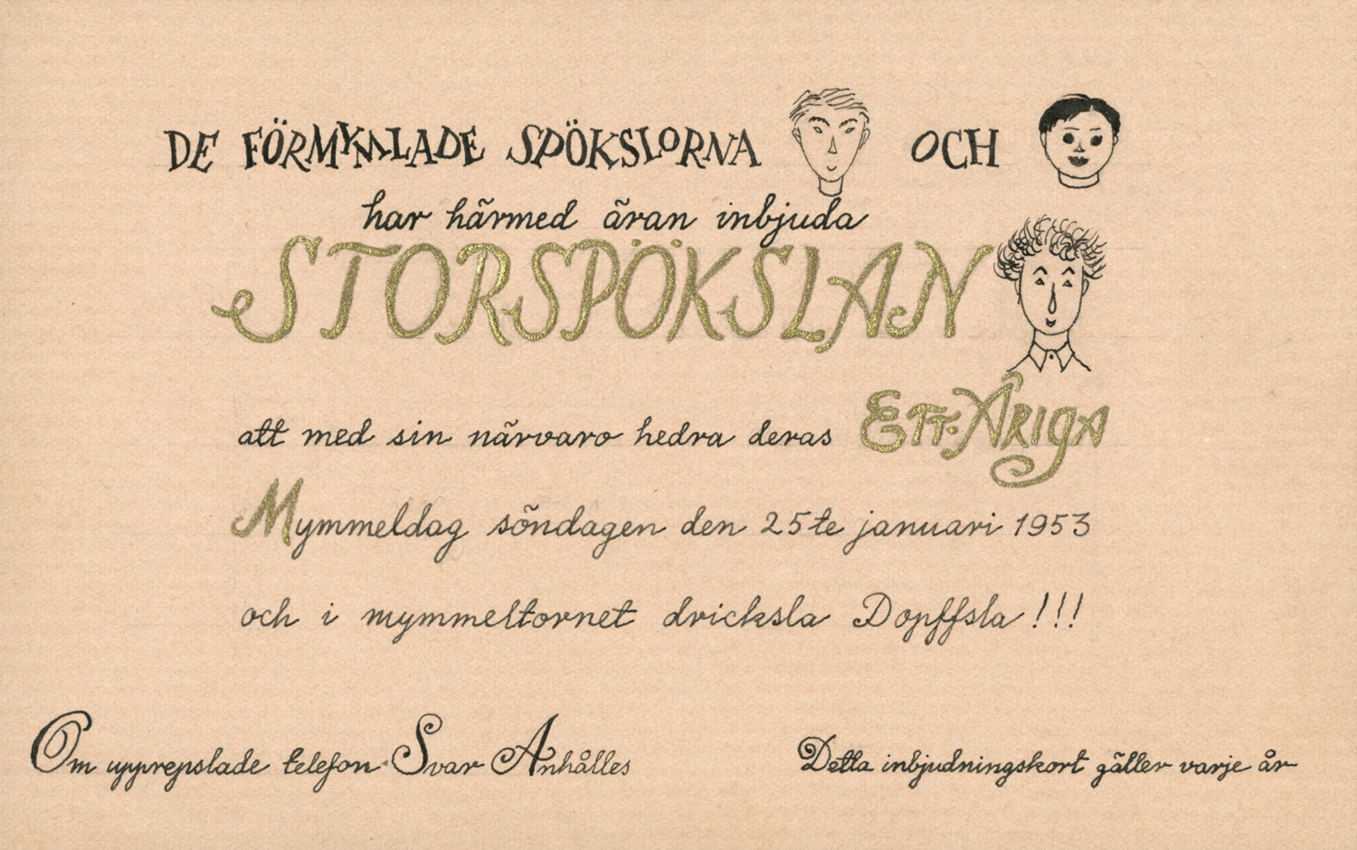 tove jansson work desire Britt-Sofie Foch invitation card © Svenska litteratursällskapet i Finland, SLSA 1210