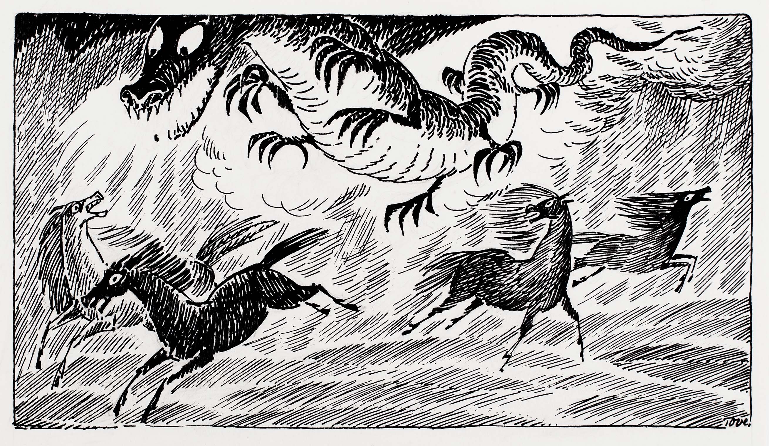 Tove_Jansson_Tolkien_The_Hobbit_illillustration_horses_dragon_1960
