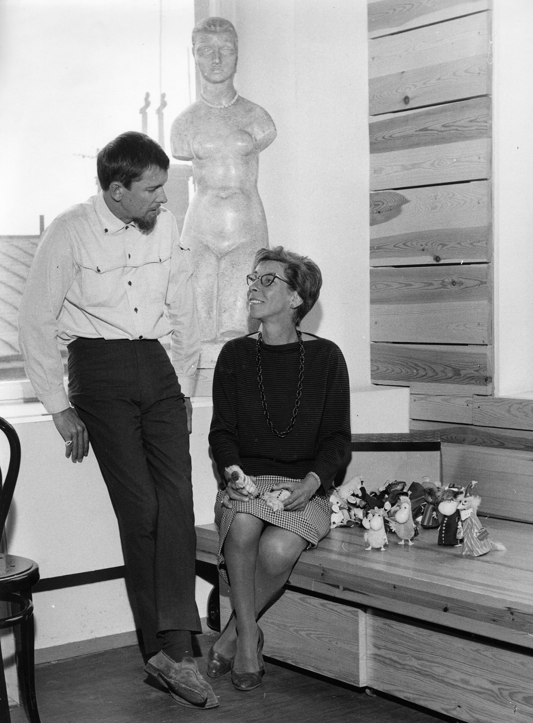 Mumins tillsammans med Lars och Tove Jansson, 1962