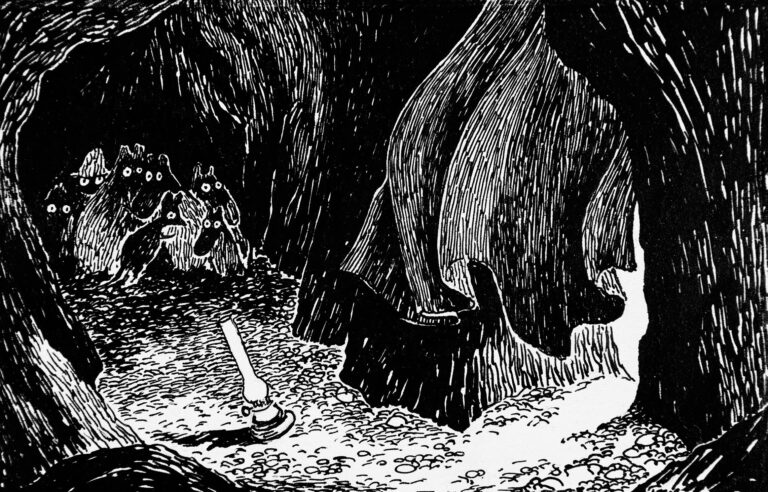 Cave illustration in Tove Jansson's book Comet in Moominland, 1946.