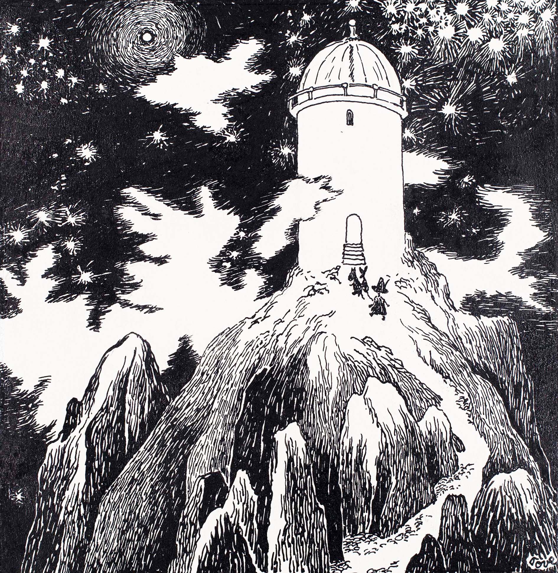 Observatorium i Tove Janssons bok Kometen kommer, 1946.